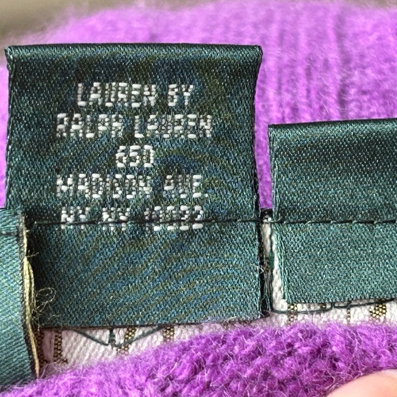 RALPH LAUREN sL 💯cashmere cable knit crewneck Vibrant purple! Super soft - Picture 6 of 6